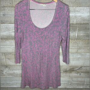 Boden US 12 purple printed long sleeve scoopneck dress
